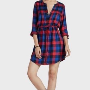 Lucky Brand Plaid Popover Long Sleeves Dress